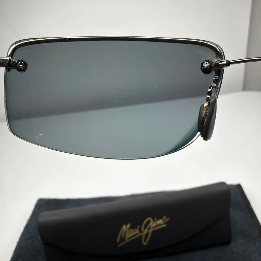 MAUI JIM Sunglasses MJ-352-02 Pali Black Flexon Polarized Half Rim Case Unisex